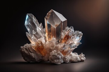 Crystal quartz mineral stone. AI generation