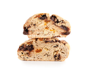 Delicious biscotti cookies isolated on white background