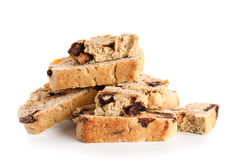 Delicious biscotti cookies isolated on white background