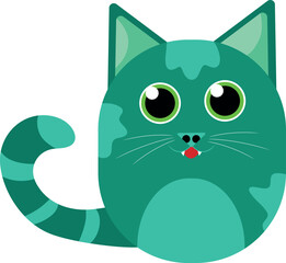 Cute simple vector cat, flat design ready to print, NFT component