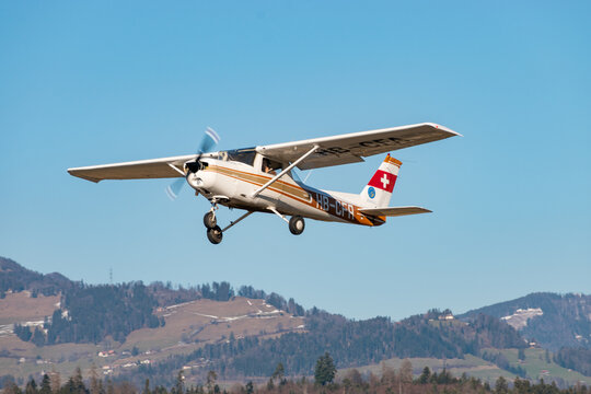 Cessna 152 airplane in Wangen-Lachen in Switzerland 27.2.2022