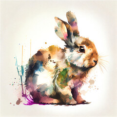 bunny in watercolor style, easter bunny