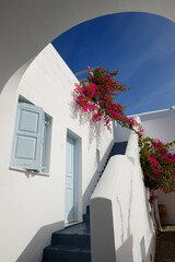 Building of hotel in traditional Greek style, Santorini island, Greece - 581931029