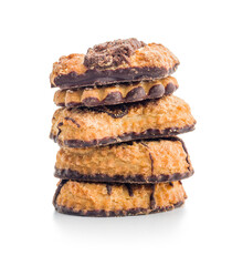Assorted various cookies. Sweet biscuits isolated on white background.