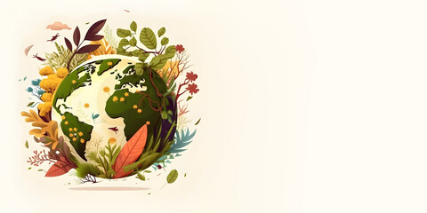 International earth day concept, banner with copy space, generative ai