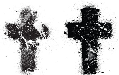 Textured Religion Cross . Christian cross . Vector