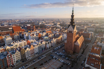 Aerial view of old town in Elblag