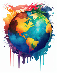 Earth Day Illustration of Earth Logo Colorful Artistic Nature. Generative AI