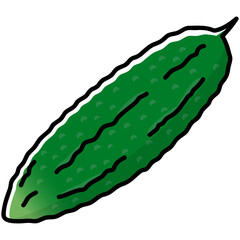太い線で描かれたカットイラスト / 1本のゴーヤ
