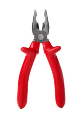 Red pliers isolated on white background