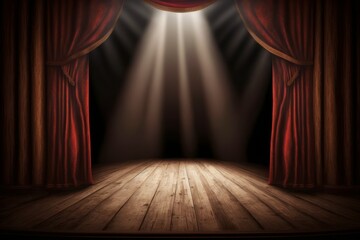 Magic theater stage red curtains. Show concept. AI generated, human enhanced