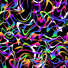 Obraz premium rainbow gradient wavy lines. Seamless pattern