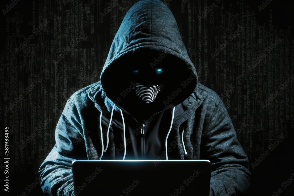 Aufkleber web hacker in a hood. ai generated, human enhanced. background