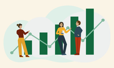 Business people team meeting working and planning for business marketing analytics concept.Vector illustration.