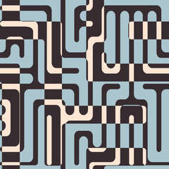 Retro maze geometric seamless pattern