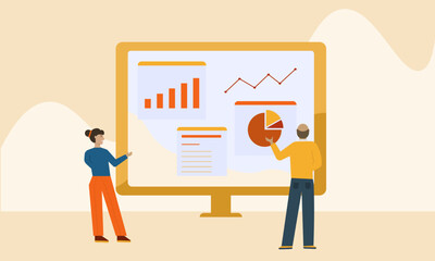 Business people team meeting working and planning for business marketing analytics concept.Vector illustration.