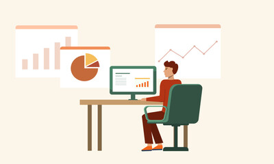 Business people team meeting working and planning for business marketing analytics concept.Vector illustration.