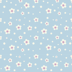 Floral seamless pattern with cute spring flowers for Easter, 8 March, Mother's  day, for decoration, package design, box design, templates, cards, greeting cards, postcards, flyers, banners, textile.