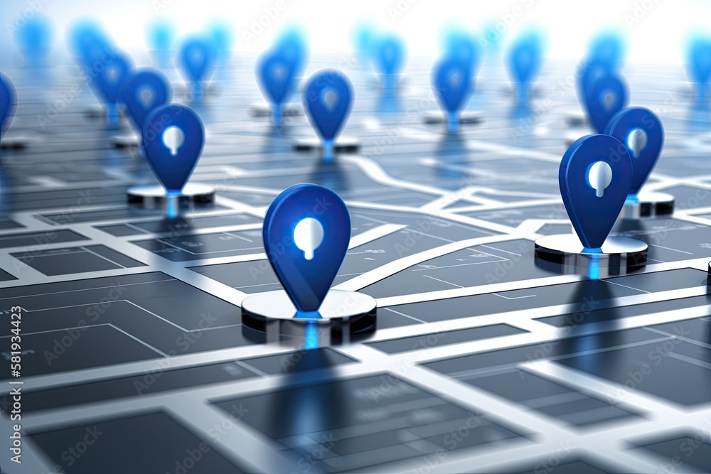 Poster place position point design element on route graphic road mark destination background using blue loc