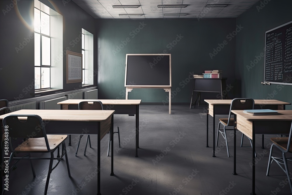 Poster empty classroom. generative ai