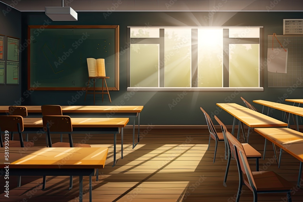Poster empty school classroom. generative ai
