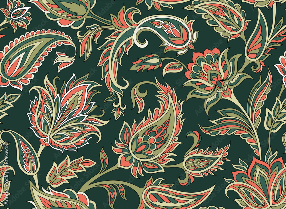 Poster paisley seamless pattern. repeating design element for printing on fabric. multicolored minimalistic
