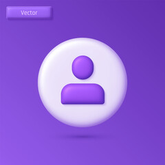 3D realistic vector user icon. User cartoon vector concept. 3d vector render illustration