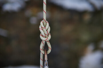 Eight knot on climbing rope