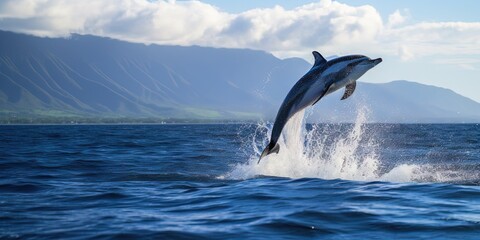 Adorable dolphin frolicking outdoors