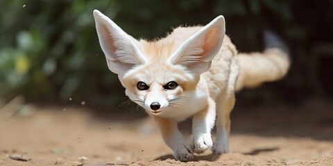 Obraz premium Adorable Fennec Fox frolicking outdoors