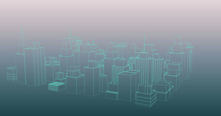 Fototapeta na wymiar Image of digital city over gray background