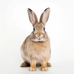 An isolated floppy-eared rabbit on white background Generative AI