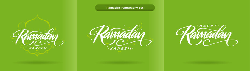 Greeting Ramadan Kareem hand lettering typography set