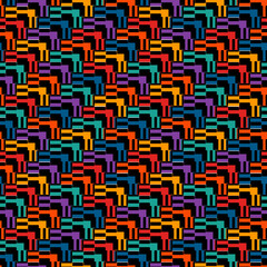 Geometrical ornament. Seamless pattern. Abstract backdrop. Strokes and lines wallpaper. Geometric background. Ethnic motif. Mosaic ornate. Digital paper. Textile print. Web design. Vector artwork