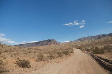 Fototapeta na wymiar Dirt road through Lake Mead National Recreation Area, Nevada 