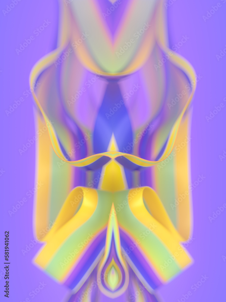 Poster magic waves of fabric in the wind abstract digital illustration. 3d rendering modern background