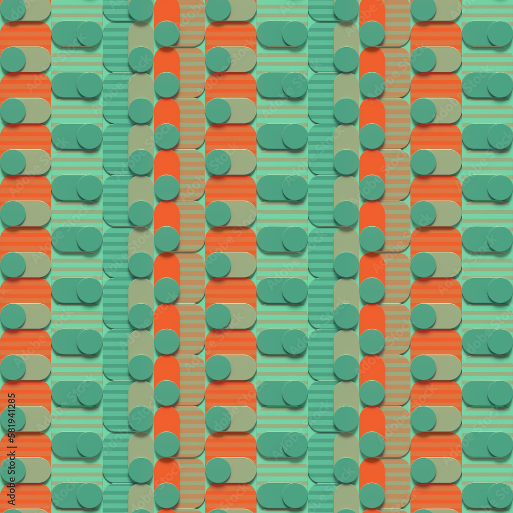 Poster green-orange abstract background with a geometric pattern. creative design. 3d rendering digital ill
