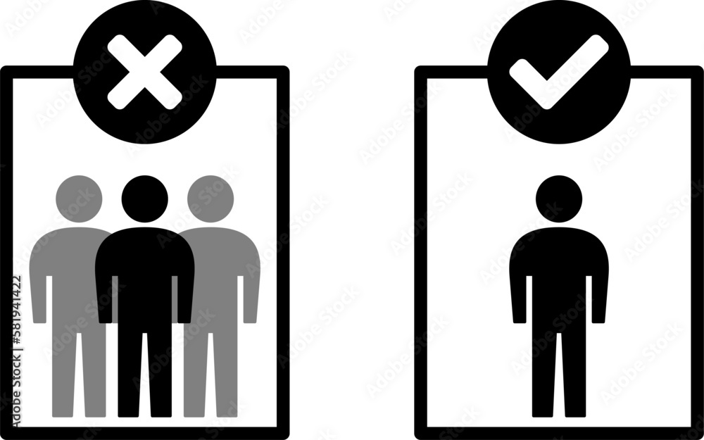 Poster one person at a time maintain social distancing and keep your distance while using the elevator icon