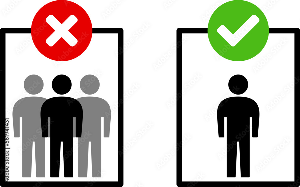 Poster one person at a time maintain social distancing and keep your distance while using the elevator icon