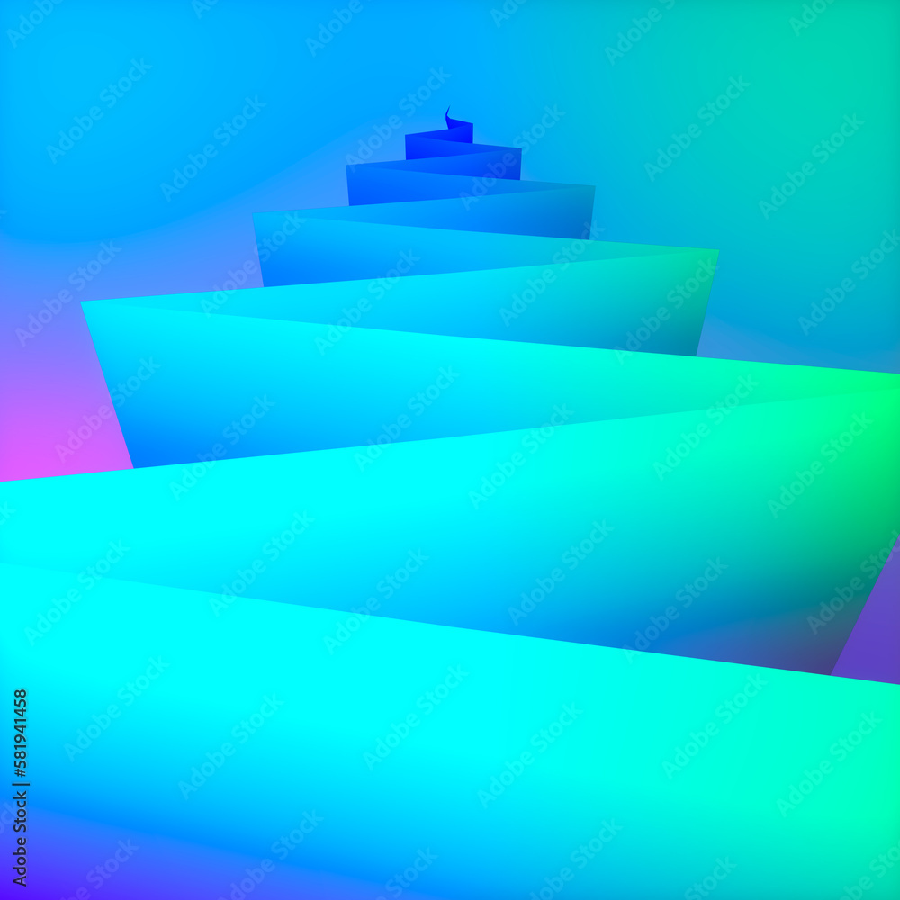 Aufkleber neon colored zig-zag libyrinth. design template. decoration element background. 3d rendering digital