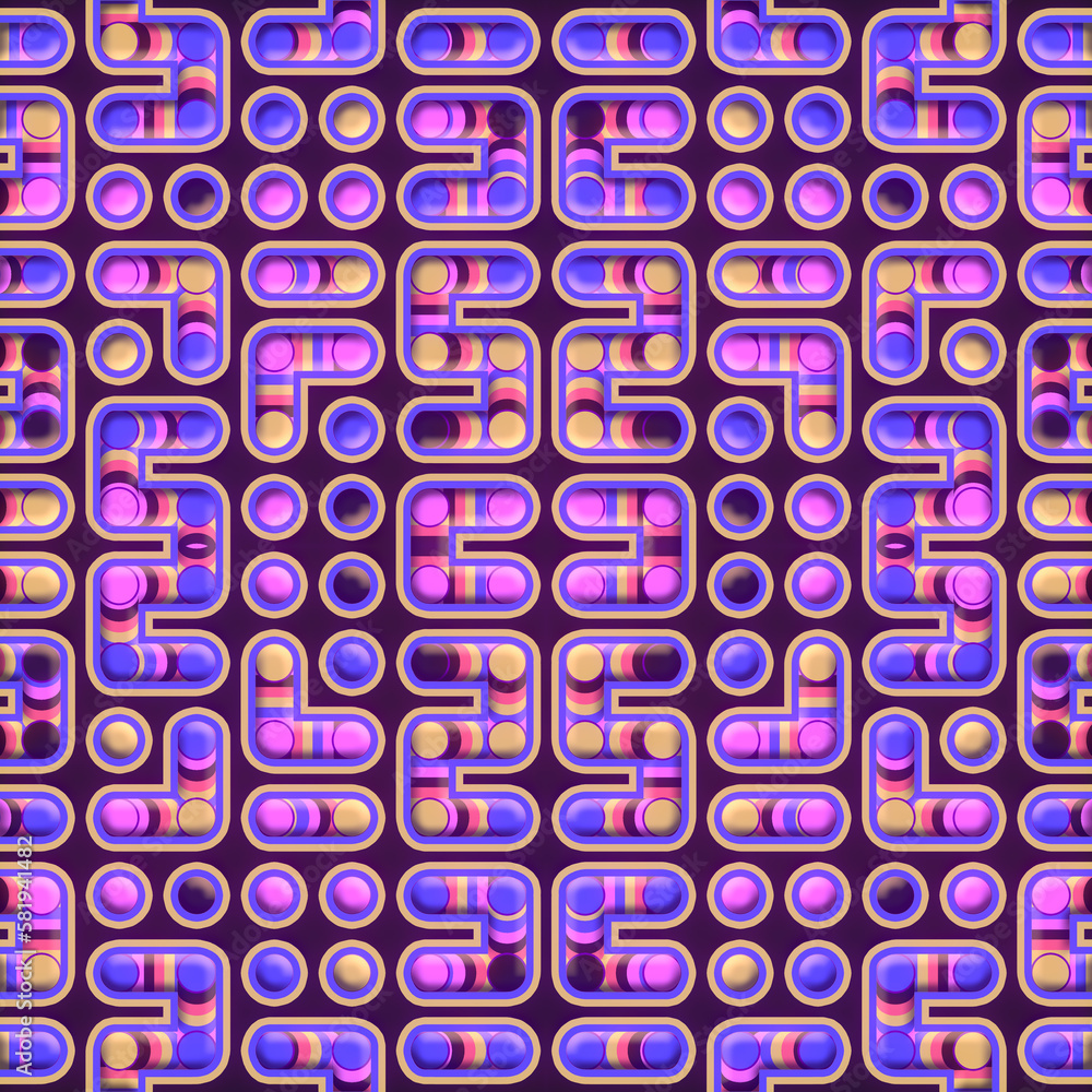 Poster cartoon symmetrical pattern with trendy multicolor gradient. geometric background. 3d rendering digi