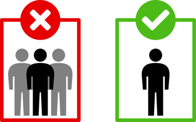 One Person at a Time Maintain Social Distancing and Keep Your Distance While Using the Elevator Icon. Vector Image.