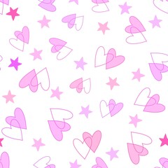 Valentines hearts cartoon pattern for wrapping and kids clothes print and fabrics and gift box