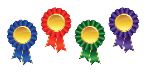 ribbon award pennants with gold centre set