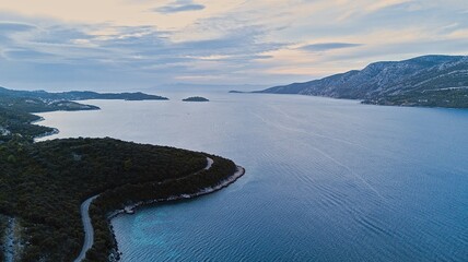 Aerial view of Korcula Island, Croatia.