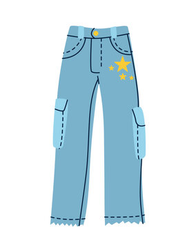 blue jeans with yellow stars clip art preview