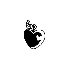 vector illustration of a heart shaped apple