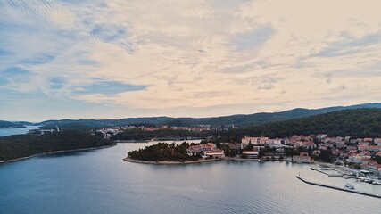 Naklejka na ściany i meble Aerial view of Korcula Island, Croatia.