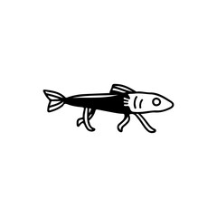 vector doodle illustration of a fish with legs