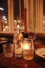 glass of wine on a table